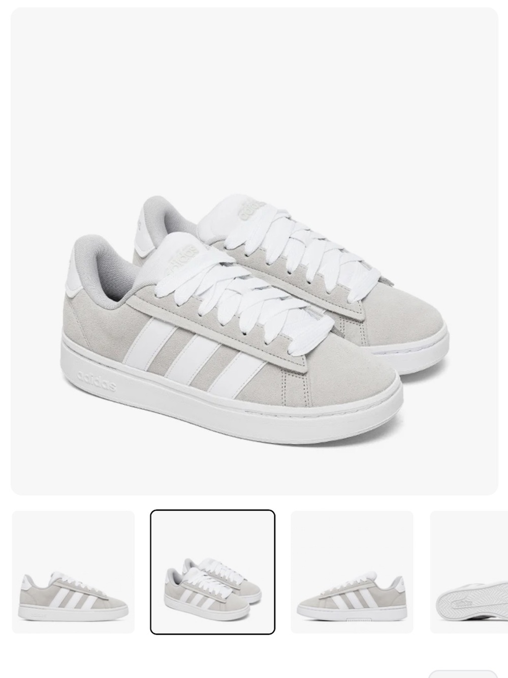 Womens Adidas Grand Court Alpha 00s Sneakers. Size 6.5. New. Grey/White